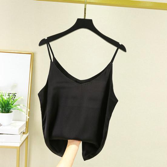 Майка с V-образным вырезом, однотонная, очень мягкая, без рукавов, свободного кроя, полиэстер