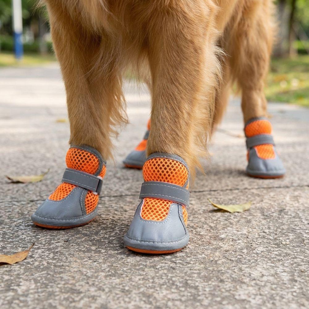 4Pcs Breathable Dog Mesh Shoes Non-Slip Puppy Foot Covers Pet Supplies Pet Net Boots Training