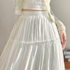 White Summer Clothing High Waist Long A-Line Pleated Skirts Cake Dress Tutu Puffy Skirt Streetwwear Sweat Girls