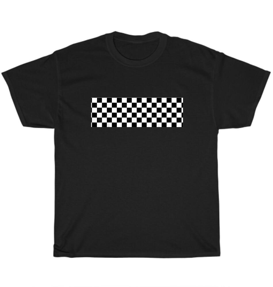 Black and White Checkered Line Stripe Checker T-Shirt Unisex Funny Tee