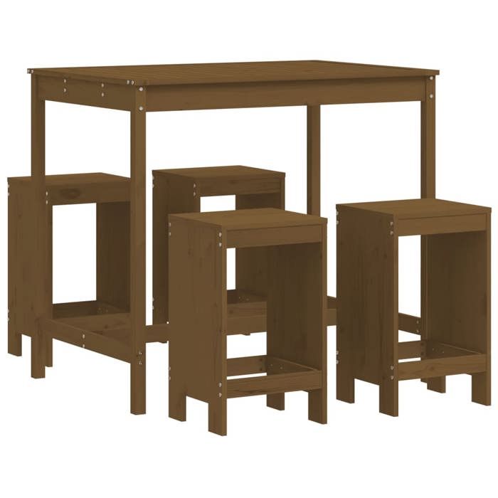 VidaXL 5-piece Garden Bar Set Honey Brown Solid Pine Wood, Pub Set, Patio Bar Set, Set 3157748