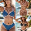 2024 Рифленый Однотонный Купальник Бикини С Треугольными Чашками Сексуальный Открытый Спина