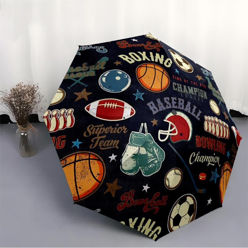 1pc Sports Roundel Automatic Open/close Umbrella, 8-Rib sturdy structure, Portable Travel Umbrella, Parties, Everyday Use, 18