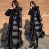 Autumn And Winter Bright Face Down Cotton Coat Over Knee Thickened Loose Cotton Coat For Women