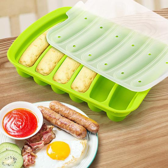 Mould Food Grade Easy To Release Thickened Healthy Bake Silicone Sausage Mold with Lid Baby Supplement Food