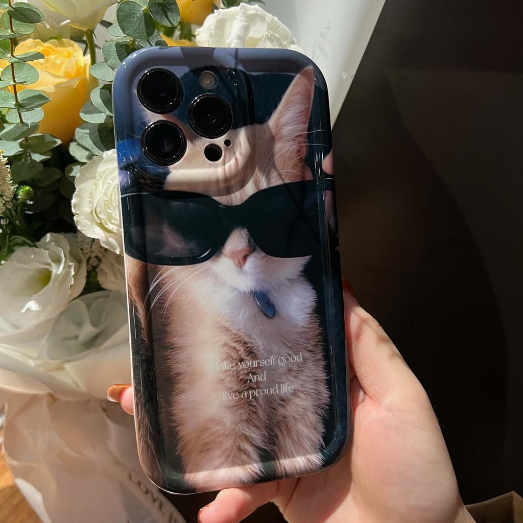 Cool Cat Relif Ins Shockproof Phone Case For Iphone 14promax 14 Pro Max Plus 13 11 12 Promax Protector Cartoon Cute Back Cover