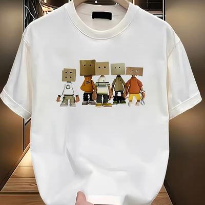 Новая летняя мужская модная футболка Personality Basics Printed Men's T-shirt Top