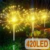 НОВЫЕ Солнечные Фейерверки Садовые Фонари 420LED Уличный Декор Сада Патио Газон Ландшафт Двор Рождественский Свет 60LED/120LED/150LED/200LED/420LED