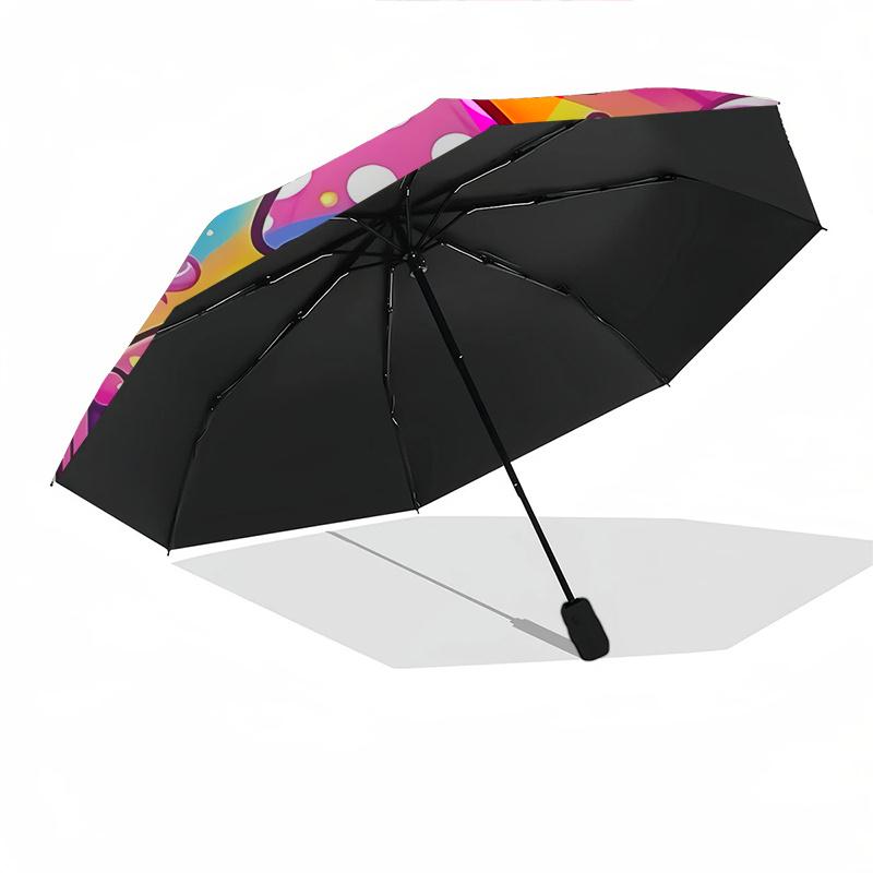1pc Hello Kitty Mushroom Automatic Opening/Closing Umbrella - Portable Three-Fold Design, 8-Bone Iron Frame Outdoor Umbrella, Perfect Gift for Fans, T