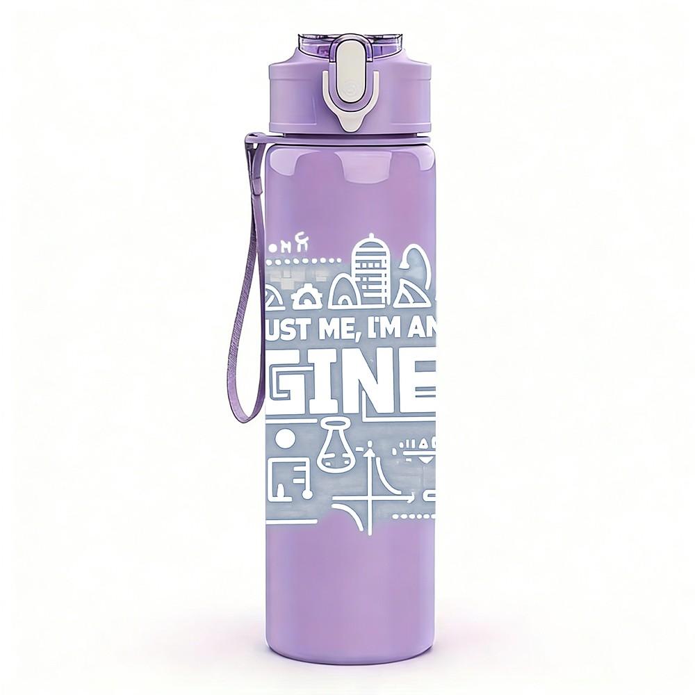 1PC Engineer Retro Vintage Badge Print 750ml Color Plastic Sports Water Bottle Leakproof Flip Straw Lid Suitable for Sports Office Home Use