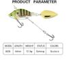 44mm/13.6g Spoon Metal Sequin Vibration Treble Hook VIB Lure Wobblers Crankbaits Metal Fishing Bait