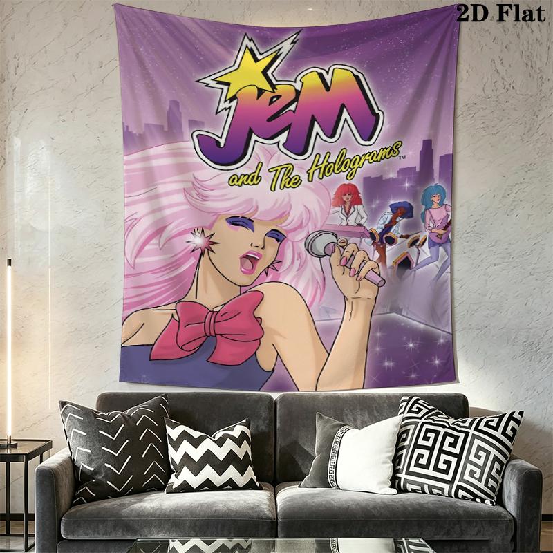 Jem Wall Tapestry Aesthetic Wall Hanging Printed Fabric Blanket Decorative Tapestries for Bedroom Living Room Home Decor