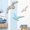 3pcs Seagull Wooden Wall Hanging Decoration 2D Irregular Bird Themed Pendant Coastal Beach Sculpture Nautical Home Bedroom Decor