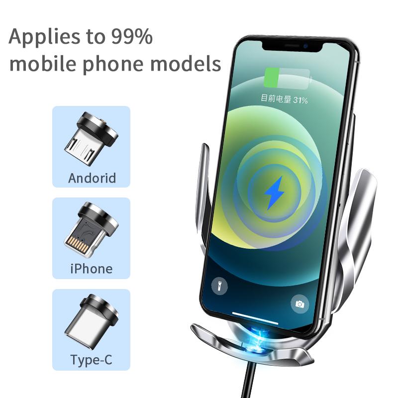 Автомобильный держатель для телефона премиум-класса, беспроводное зарядное устройство, кронштейн для мобильного телефона, индукционное открытие, закрытие, навигация, фиксирующая рамка, автодержатель