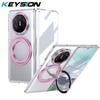 KEYSION Вращающийся на 360° магнитный чехол-подставка с кольцом для Huawei Mate X6 X5 X3 Прозрачный жесткий чехол для телефона из ПК с защитой экрана
