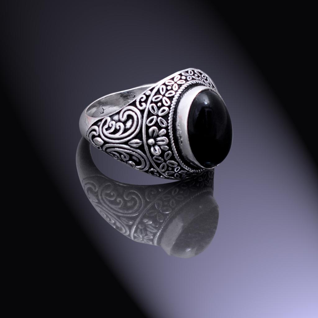 Black Onyx Handmade 925 Sterling Silver Jewelry Ring Size 11.25 W6o35