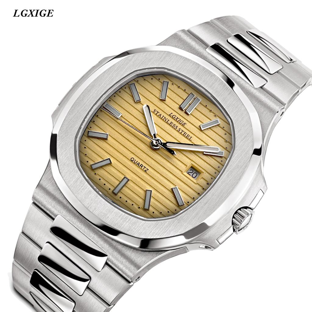 LGXIGE TOP Luxury Brand Japan Quartz Watches Men Stainless Steel Military Watch Causal Fashion Business Clock Male Wristwatch