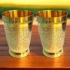 Brass Dining Glass || Drinking Brass Glass || Brass Tumbler with Embosed Design - Capacity 300 Ml (Pack of 2 Glasses)