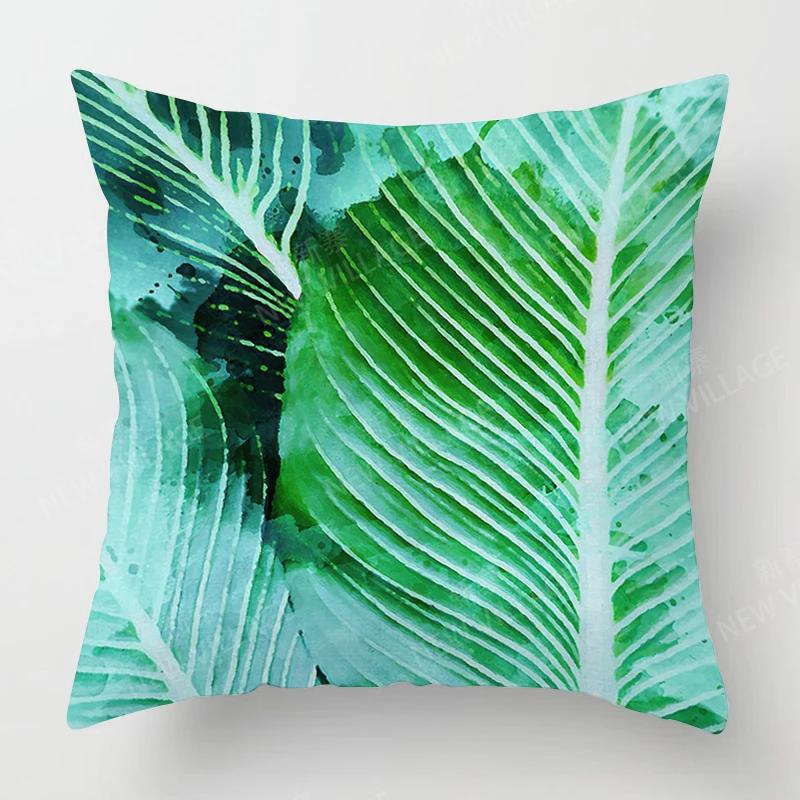 Creative Plant Leaf Patterns Throw Pillow Cover With Short Plush Print Living Room Sofa Decoration Cushion Cover Pillow Covers