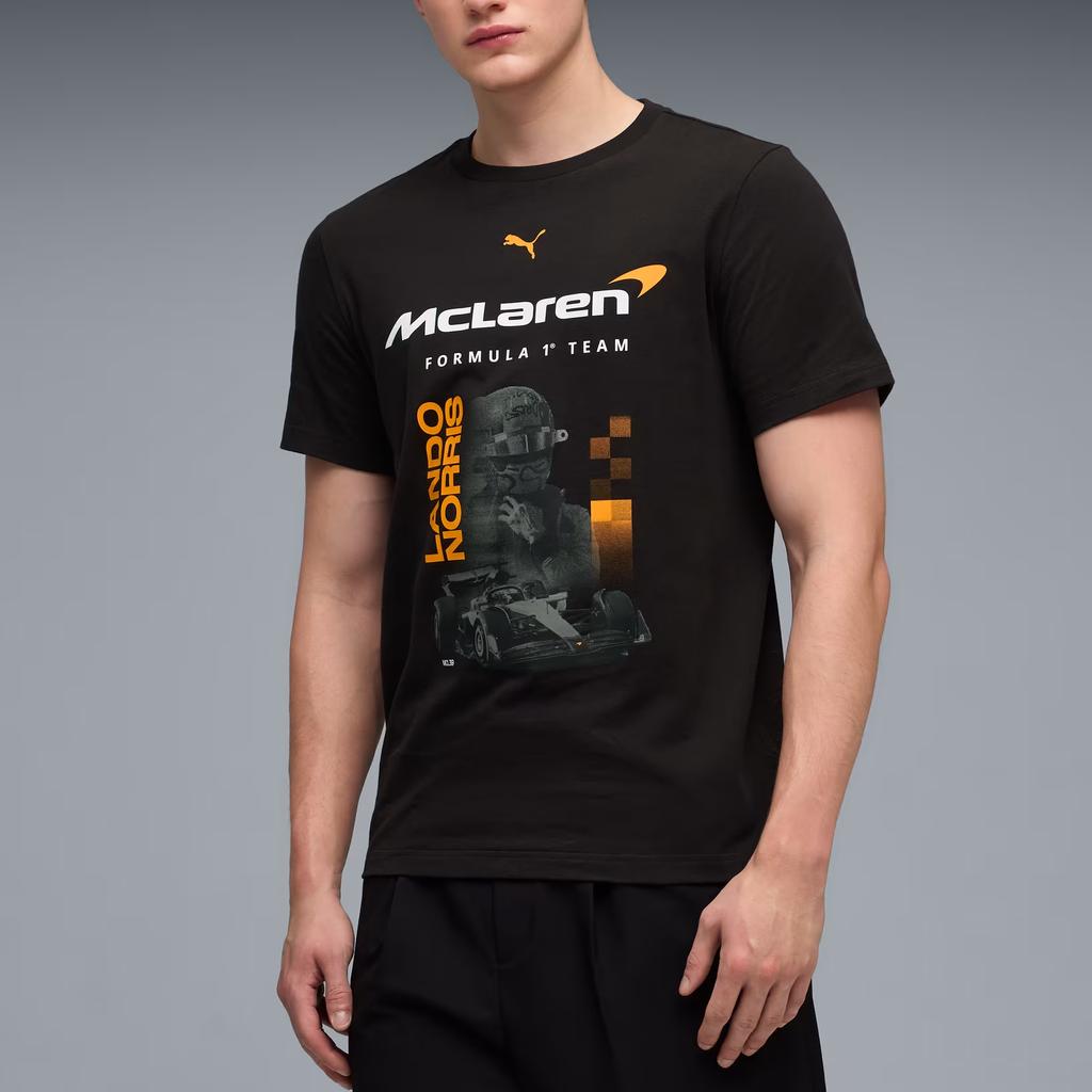 Puma X McLaren Норрис Круглый вырез Вязаная футболка с коротким рукавом Мужские Топы 637451-01