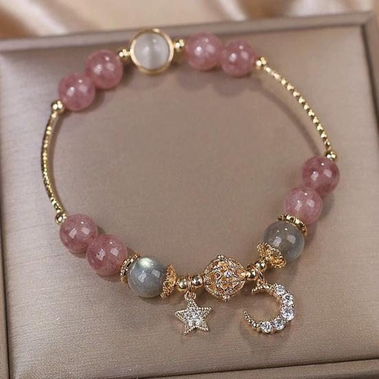 1 пара женский браслет гладкий бусина искусственный агат полированный кулон звезда луна