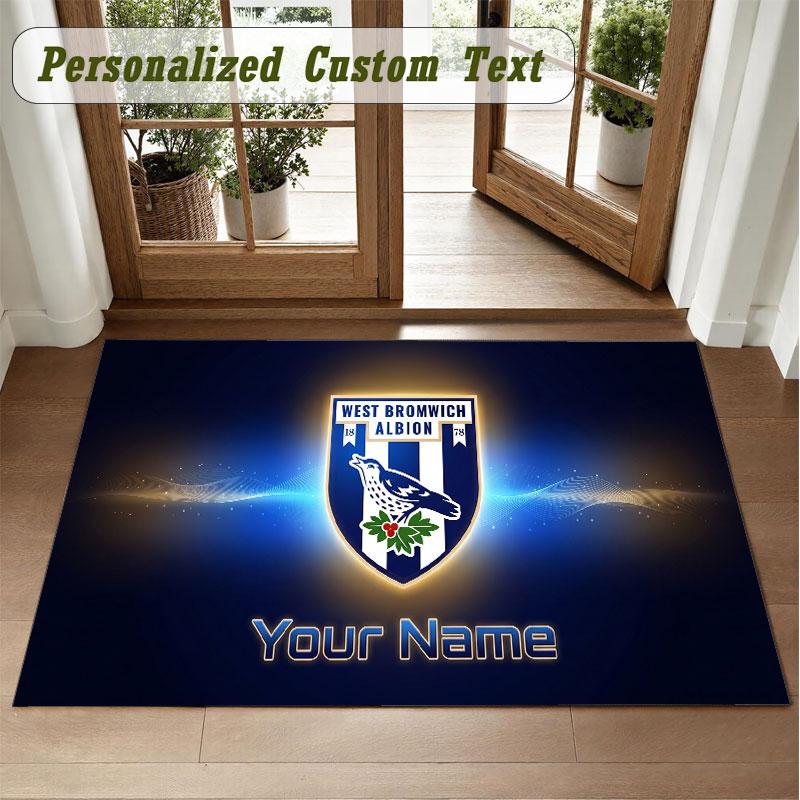 Crystal Velvet Square Rug Custom NameWest Bromwich Albion Pattern Non Slip Home Floor Decor Rug