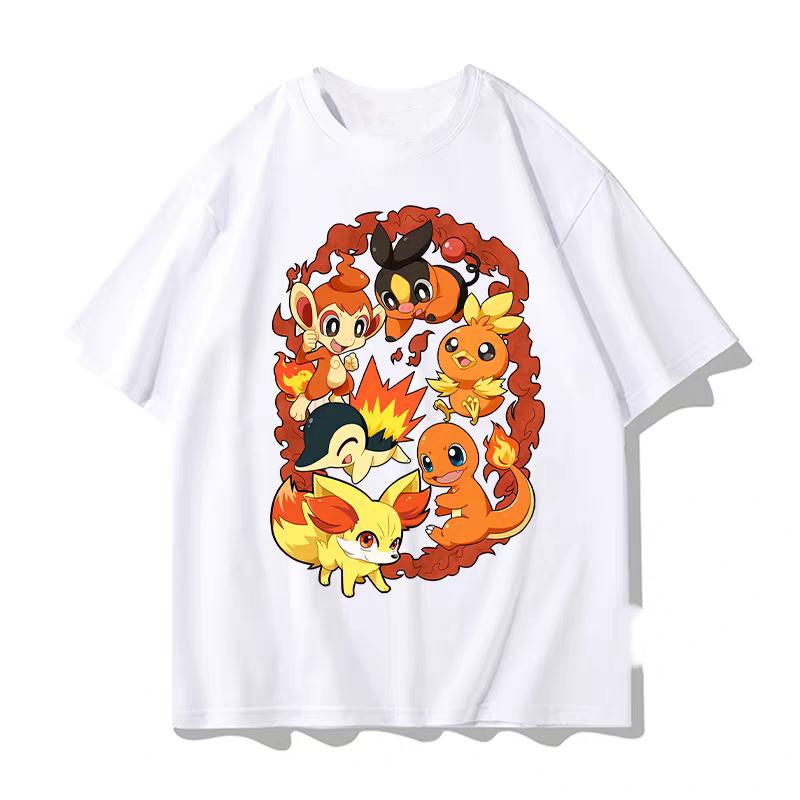 Pokemon Anime Printed Shortsleeved Tshirt for Boys Summer Clothing with Pikachu Charmander and Squirtle Patterns Printed