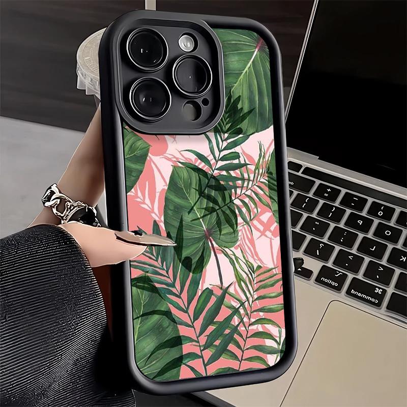 Чехол для телефона iPhone 17 Air 16E 15 16 Pro Max Летние растения Зеленый лист Чехол 14 Plus 13 12 Mini Мягкий корпус Силиконовый Fundas