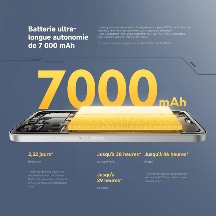 Смартфон - XIAOMI - POCO M7 - 6 ГБ ОЗУ - 128 ГБ Память - Аккумулятор 7000 мАч