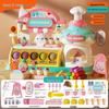 Children's Pretend Play Kitchen Toy Set: Ice Cream Maker, Hamburger Shop & Noodle Maker with Ultra-light Clay Molds