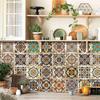 24pcs/Set Tile Wall Sticker Home Decoration Retro Pattern Glossy Self-adhesive Tile Stickers for Kitchen Bathroom Art Decal