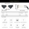 Prom Rave Party Triangle Sunglasses for Women Retro Shades Rimless Sun Glasses Diamond Shaped