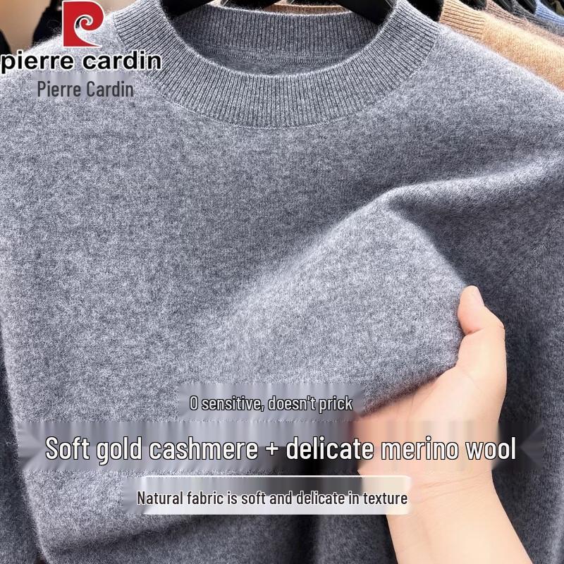 Pierre Cardin Men's Cashmere Wool Silk Blend Crew Neck Sweater