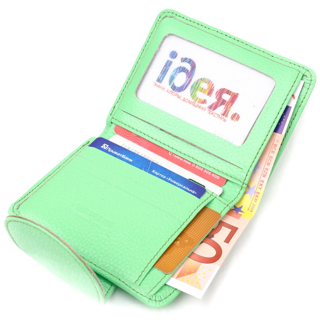 Компактный Женский кошелек из натуральной кожи CANPELLINI Wallet 21666 Салатовый