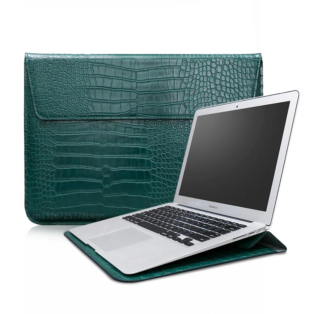 Сумка-чехол-портфель из кожи крокодила для ноутбука Macbook Air 13 14 15 16 дюймов, чипы M5 M4 M3 M2, чехол для Mac Book Pro, аксессуары