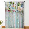 2PC Home Decoration Curtains With Dreamy Floral Background And Rod Pocket Curtains, Suitable For Kitchens, Cafes, Living Rooms