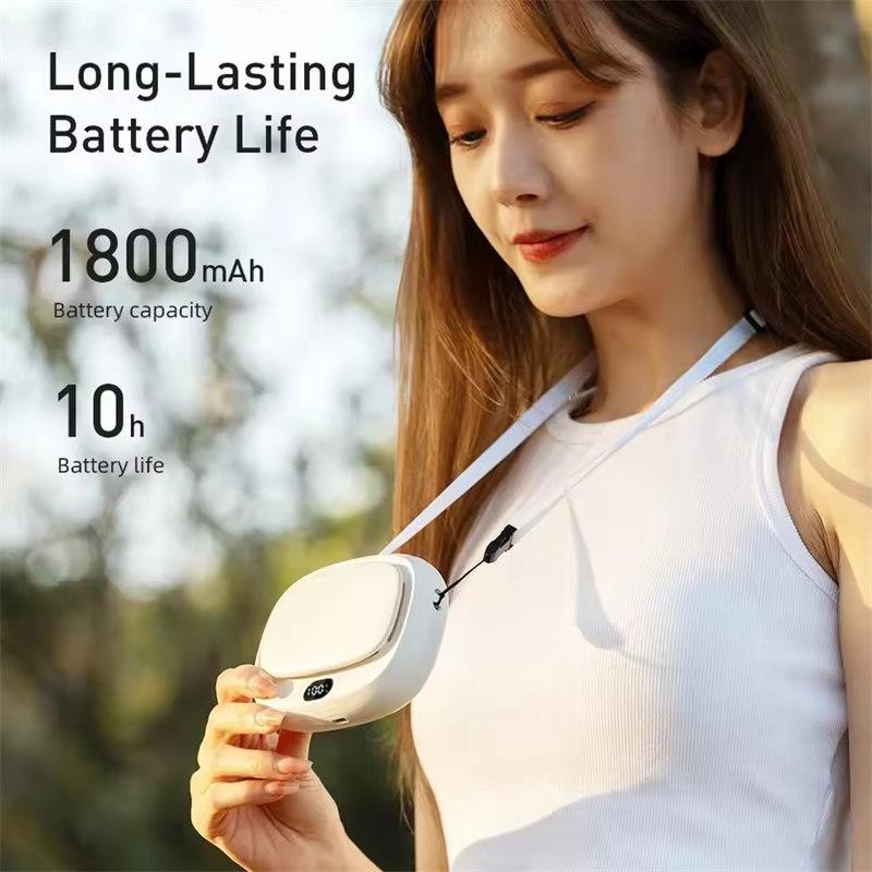 2025 Мини-ручной вентилятор 2000 мАч USB-перезаряжаемый шейный вентилятор, 5 скоростей с дисплеем, портативный охлаждающий вентилятор для дома, офиса и использования на улице