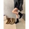 Thick Heel Pointed Retro Brown Western Cowboy Boots Women's Shoes 2024 New V-mouth Short Boots Spring and Autumn Martin Boots