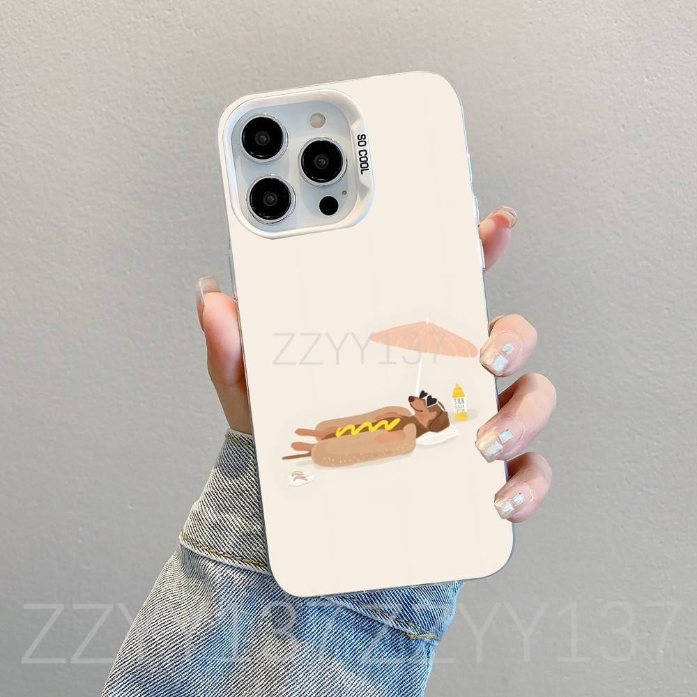 Dachshund Dog Brown Phone Case For iPhone 16,15,14,13,12,11,8,7,Pro,Max,Plus,Mini,XS,SE White Candy Matte Shockproof Cover