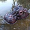 Handmade Pond Floating Hippopotamus Head Resin Craft Animal Figurines Decoration Garden Lawn Pond