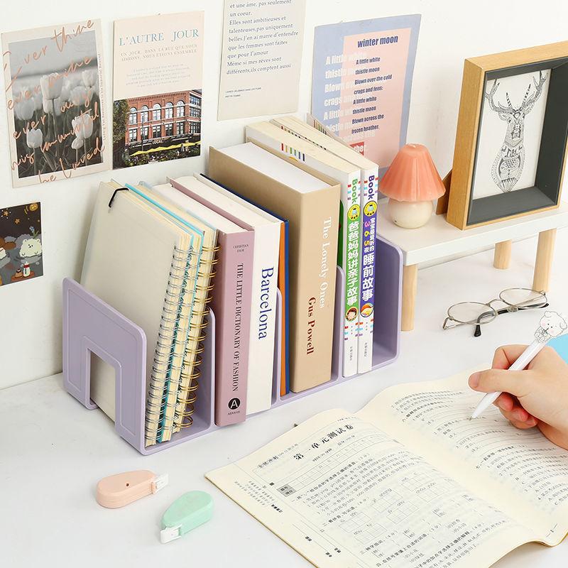 Desktop Four Grid Bookshelf Student Book Storage Bookshelf For Office Documents File Bag For Books Stationery Organize Supplies