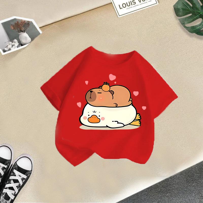 Children's Casual Short-sleeved T-shirt - Summer Boys' And Girls' Loose Capri Ballo T-shirt