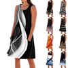 Летние платья для женщин, свободные пляжные повседневные сарафаны без рукавов с карманами, платье-майка