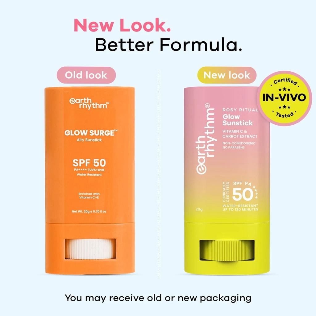 Earth Rhythm Rosy Glow Sunstick SPF 50 PA++++ 20g | Vitamin C & Carrot Extract
