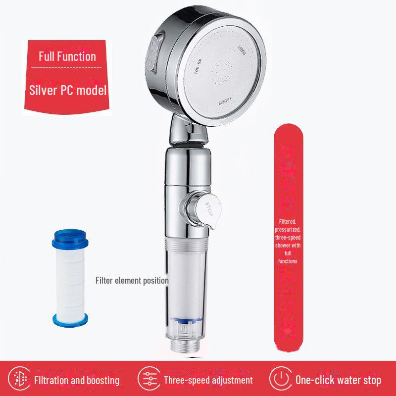 Ручная душевая лейка под давлением с фильтром для воды и функцией остановки нажатием одной кнопки