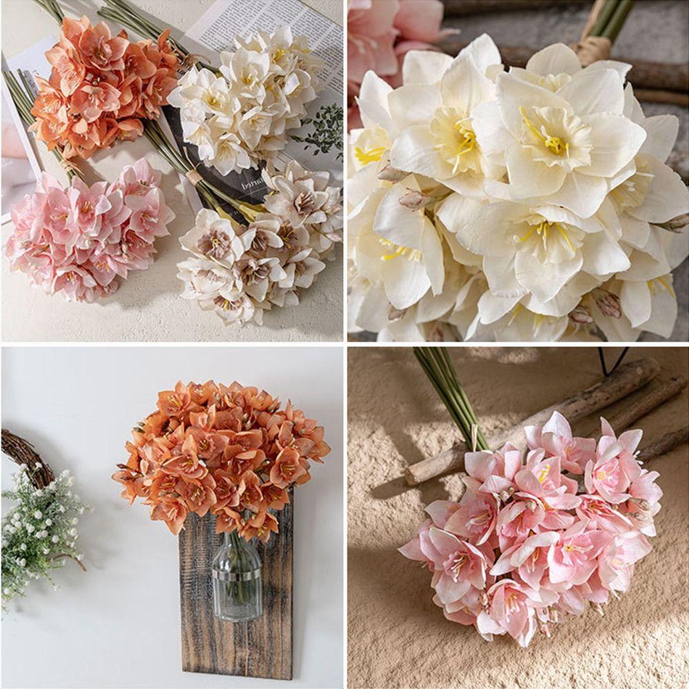 Роскошный шелковый цветок нарцисса Элегантный искусственный цветок Искусственный букет нарциссов Декор для сада на открытом воздухе