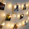 Photo Collage Clips String Lights Wall Hanging Photo Wall Starry Light Picture Card Display Light for Wedding Bedroom Decoration