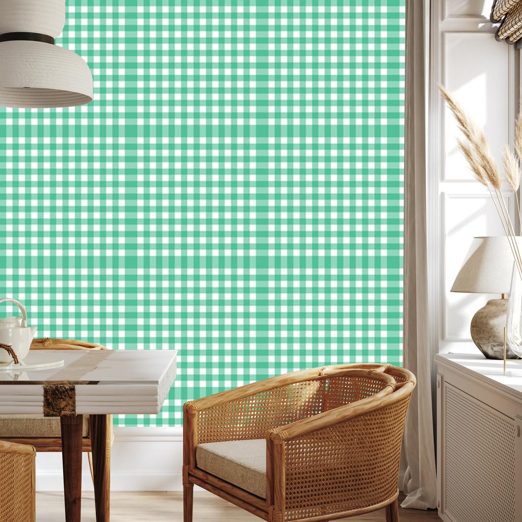 Mint and Sea Fabric Pattern Wallpaper for Living Room and Bedroom 50x1000