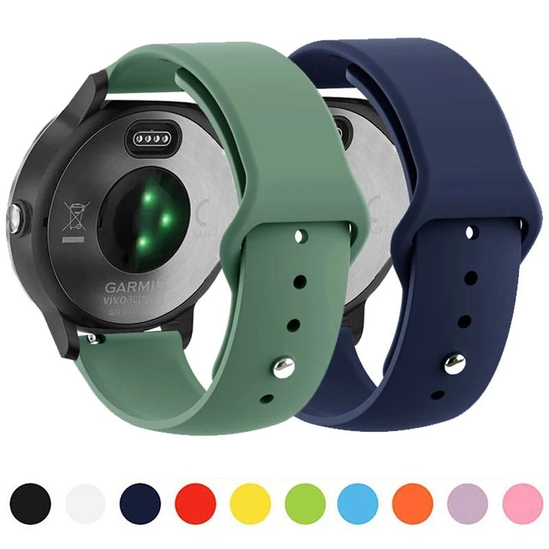 Силиконовый ремешок 20 мм 22 мм для Garmin Vivoactive 3 4, ремешок для часов Venu 2 SQ Forerunner 645, браслет Garmin Forerunner 245