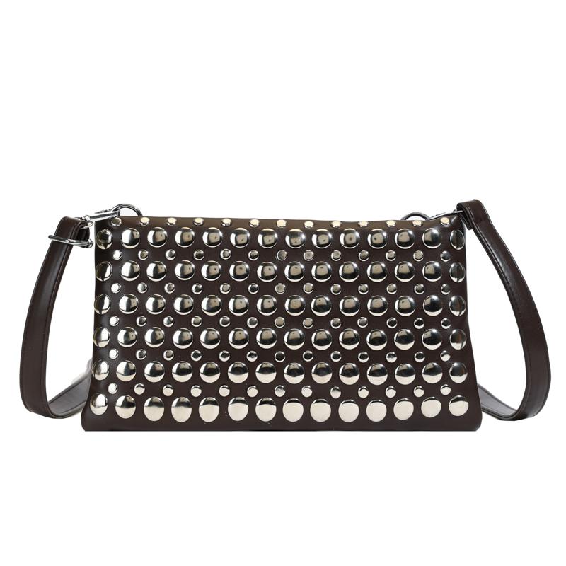 2025 New Arrival Fashion PU Leather Ladies Small Crossbody Bags Unique Riveted Clutch Hand Bag Cellphone Messenger Bags